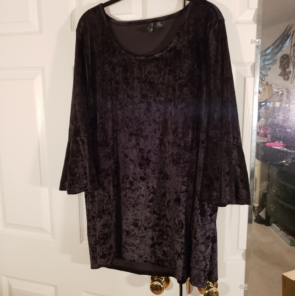 Cynthia Rowley black crushed velvet tunic